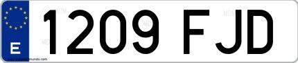 Ejemplo de matrícula española 1209 FJD