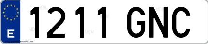 Ejemplo de matrícula española 1211 GNC