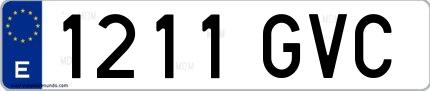 Ejemplo de matrícula española 1211 GVC