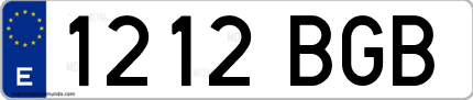 Ejemplo de matrícula de coche ordinaria 1212 BGB