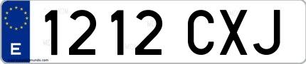 Ejemplo de matrícula española 1212 CXJ