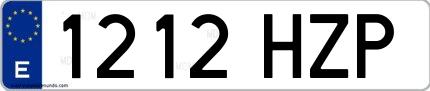 Ejemplo de matrícula española 1212 HZP