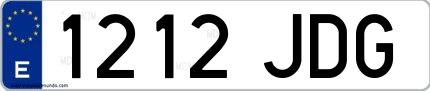 Ejemplo de matrícula española 1212 JDG