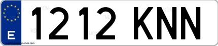 Ejemplo de matrícula de coche ordinaria 1212 KNN