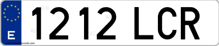 Ejemplo de matrícula de coche ordinaria 1212 LCR