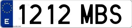 Ejemplo de matrícula española 1212 MBS