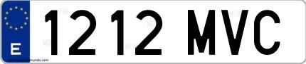 Ejemplo de matrícula española 1212 MVC