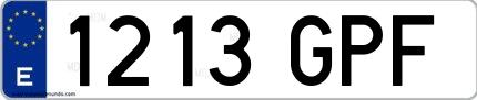 Ejemplo de matrícula española 1213 GPF
