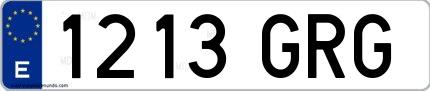Ejemplo de matrícula española 1213 GRG