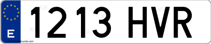Ejemplo de matrícula de coche ordinaria 1213 HVR