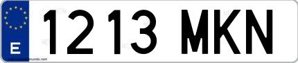 Ejemplo de matrícula española 1213 MKN