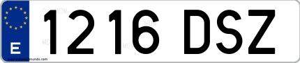Ejemplo de matrícula española 1216 DSZ