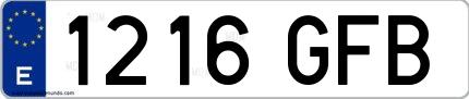 Ejemplo de matrícula española 1216 GFB