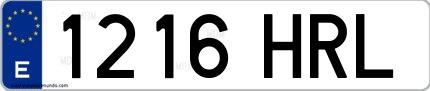 Ejemplo de matrícula española 1216 HRL
