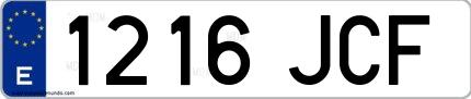 Ejemplo de matrícula española 1216 JCF