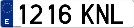 Ejemplo de matrícula de coche ordinaria 1216 KNL