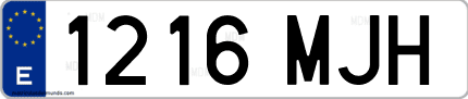 Ejemplo de matrícula de coche ordinaria 1216 MJH