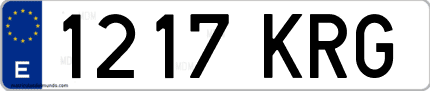 Ejemplo de matrícula de coche ordinaria 1217 KRG