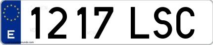 Ejemplo de matrícula española 1217 LSC