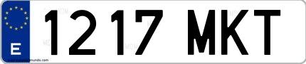 Ejemplo de matrícula de coche ordinaria 1217 MKT