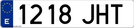 Ejemplo de matrícula española 1218 JHT