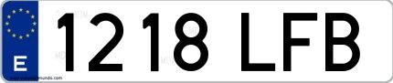 Ejemplo de matrícula española 1218 LFB