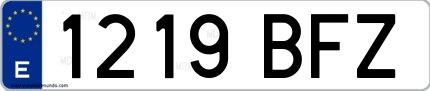 Ejemplo de matrícula española 1219 BFZ