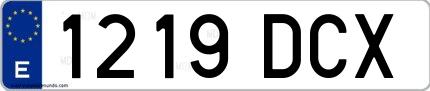 Ejemplo de matrícula española 1219 DCX