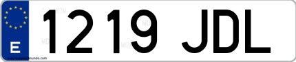 Ejemplo de matrícula española 1219 JDL