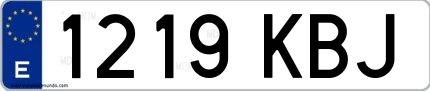 Ejemplo de matrícula española 1219 KBJ