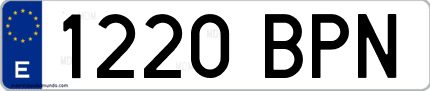 Ejemplo de matrícula de coche ordinaria 1220 BPN