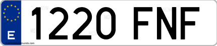 Ejemplo de matrícula de coche ordinaria 1220 FNF