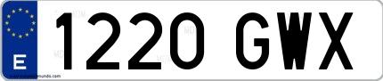 Ejemplo de matrícula española 1220 GWX