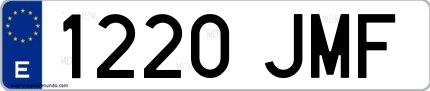 Ejemplo de matrícula española 1220 JMF