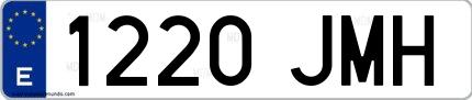 Ejemplo de matrícula española 1220 JMH