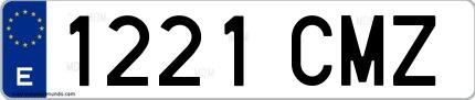 Ejemplo de matrícula española 1221 CMZ