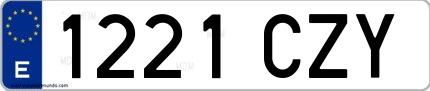 Ejemplo de matrícula española 1221 CZY