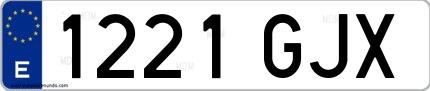 Ejemplo de matrícula española 1221 GJX