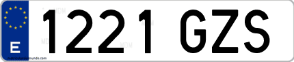 Ejemplo de matrícula de coche ordinaria 1221 GZS