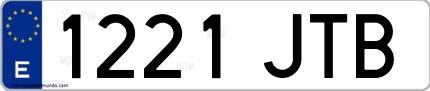 Ejemplo de matrícula española 1221 JTB