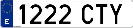 Ejemplo de matrícula de coche ordinaria 1222 CTY
