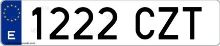Ejemplo de matrícula española 1222 CZT