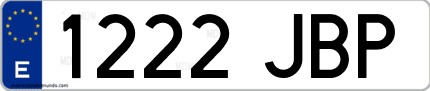 Ejemplo de matrícula de coche ordinaria 1222 JBP
