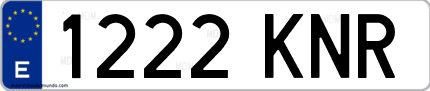 Ejemplo de matrícula de coche ordinaria 1222 KNR