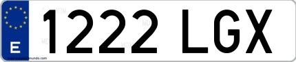 Ejemplo de matrícula española 1222 LGX