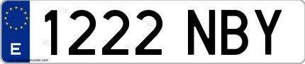 Ejemplo de matrícula española 1222 NBY