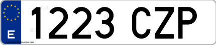Ejemplo de matrícula de coche ordinaria 1223 CZP
