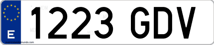 Ejemplo de matrícula de coche ordinaria 1223 GDV
