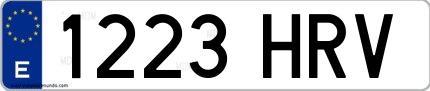 Ejemplo de matrícula española 1223 HRV
