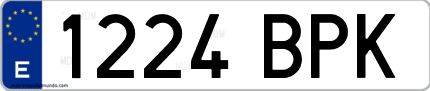 Ejemplo de matrícula de coche ordinaria 1224 BPK